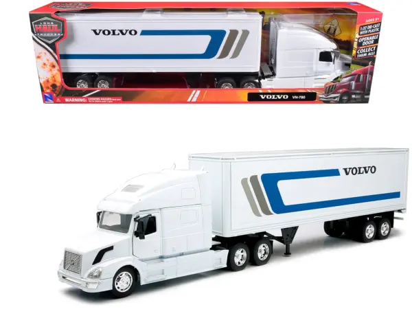 Volvo VN-780 Truck with Dry Van Trailer White "Long Haul Truckers" Series 1/32 Diecast Model by New Ray #1