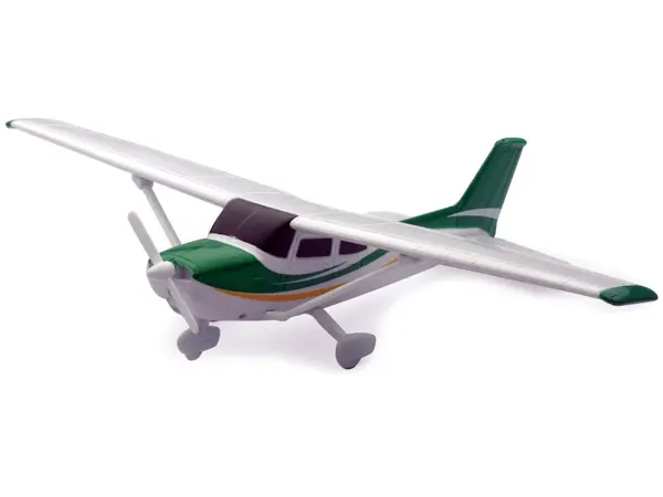 Model Kit Cessna 172 Skyhawk Aircraft White with Green and Yellow Stripes "Sky Pilot" Series 1/42 Plastic Model Kit by New Ray #2