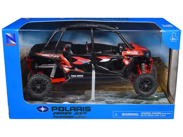Polaris RZR XP 4 Turbo EPS Sport UTV Spectra Orange with Graphics and Black Top 1/18 Diecast Model by New Ray #3