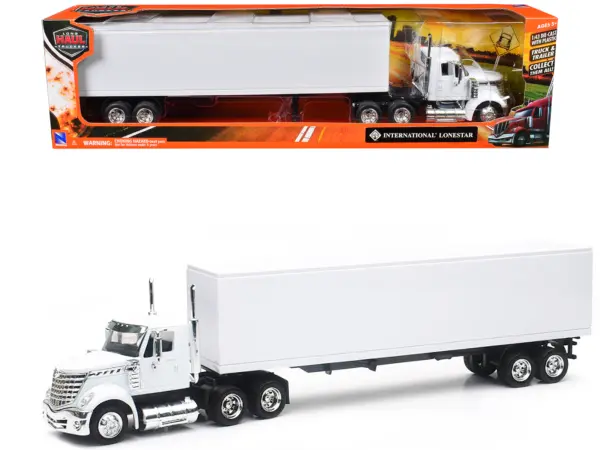 International LoneStar Truck with Dry Goods Trailer White "Long Haul Truckers" Series 1/43 Diecast Model by New Ray #1