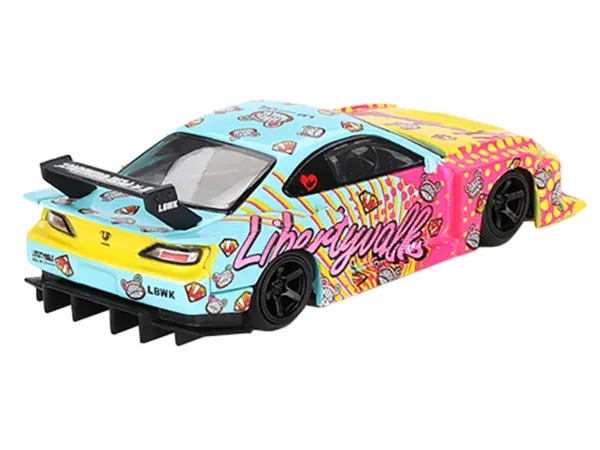 Nissan "LB-Super Silhouette" S15 SILVIA RHD (Right Hand Drive) Yellow and Blue with Pink Graphics "LBWK KUMA" Limited Edition 1/64 Diecast Model Car by Mini GT #3