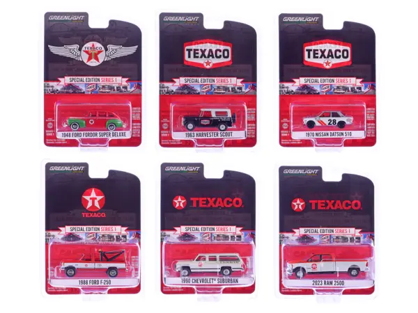 "Texaco Special Edition" Series 1 Set of 6 pieces 1/64 Diecast Model Cars by Greenlight #1