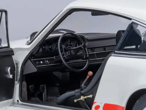 Porsche 911 Carrera 2.7 RS Grand Prix White with Red Stripes and Wheels 1/18 Model Car by Autoart #4