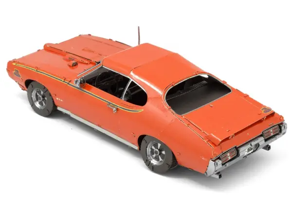 Model Kit 1969 Pontiac GTO Judge Orange with Black Stripes (Moderate Difficulty) Steel Model by Metal Earth #3