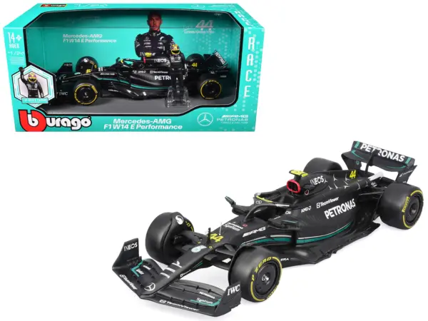 Mercedes-AMG F1 W14 E Performance #44 Lewis Hamilton "Petronas" Formula One F1 "World Championship" (2023) with Driver Figure "Race" Series 1/24 Diecast Model Car by Bburago #1