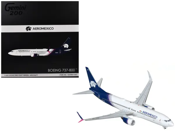 Boeing 737-800 Commercial Aircraft "AeroMexico" (N957AM) White with Dark Blue Tail "Gemini 200" Series 1/200 Diecast Model Airplane by GeminiJets #1