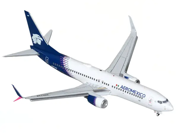 Boeing 737-800 Commercial Aircraft with Flaps Down "AeroMexico" (N957AM) White with Dark Blue Tail "Gemini 200" Series 1/200 Diecast Model Airplane by GeminiJets #2
