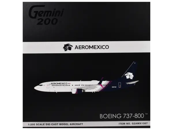 Boeing 737-800 Commercial Aircraft "AeroMexico" (N957AM) White with Dark Blue Tail "Gemini 200" Series 1/200 Diecast Model Airplane by GeminiJets #3