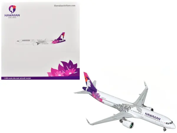 Airbus A321neo Commercial Aircraft "Hawaiian Airlines" (N208HA) White with Tail Graphics "Gemini 200" Series 1/200 Diecast Model Airplane by GeminiJets #1
