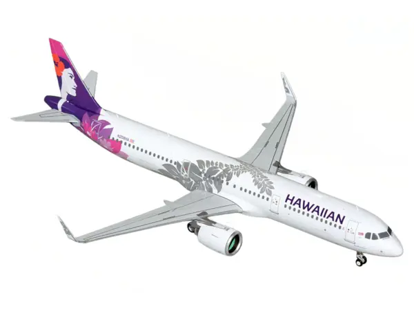 Airbus A321neo Commercial Aircraft "Hawaiian Airlines" (N208HA) White with Tail Graphics "Gemini 200" Series 1/200 Diecast Model Airplane by GeminiJets #2