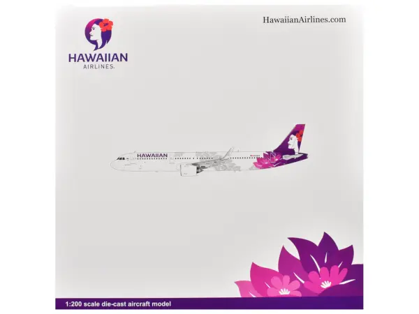 Airbus A321neo Commercial Aircraft "Hawaiian Airlines" (N208HA) White with Tail Graphics "Gemini 200" Series 1/200 Diecast Model Airplane by GeminiJets #3