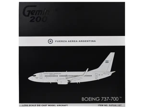 Boeing 737-700 Transport Aircraft "Fuerza Aerea Argentina (Air Force)" (T-99) Gray "Gemini 200" Series 1/200 Diecast Model Airplane by GeminiJets #3