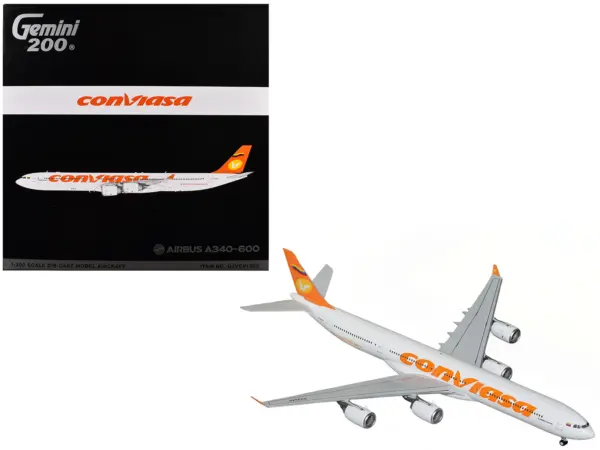 Airbus A340-600 Commercial Aircraft "Linea Aerea Conviasa" (YV3545) White with Orange Tail "Gemini 200" Series 1/200 Diecast Model Airplane by GeminiJets #1