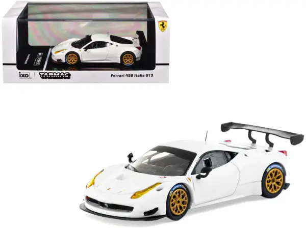 Ferrari 458 Italia GT3 White with Gold Wheels "Road64" Series 1/64 Diecast Model Car by Tarmac Works #1