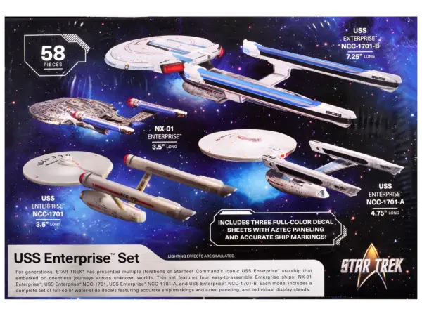 Skill 2 Model Kit U.S.S. Enterprise Four Ship Set "Star Trek" 1/2500 Scale Model by AMT #4