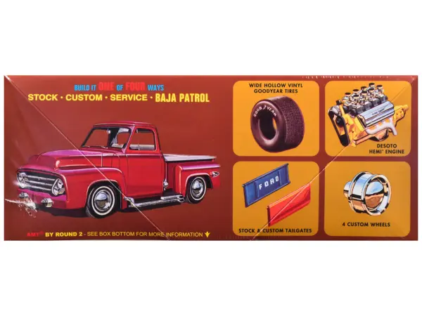 Skill 2 Model Kit 1953 Ford Pickup Truck "Baja Patrol" 1/25 Scale Model by AMT #3