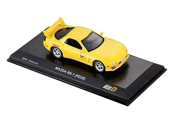 Mazda RX-7 (FD3S) RHD (Right Hand Drive) Yellow "Initial D" Manga 1/64 Diecast Model Car by Kyosho #2