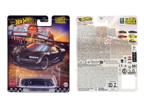 2016 Bugatti Chiron Black "Boulevard" Series Diecast Model Car by Hot Wheels #3