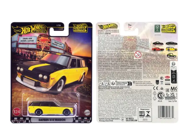 Datsun 510 Wagon Yellow and Black "Boulevard" Series Diecast Model Car by Hot Wheels #3