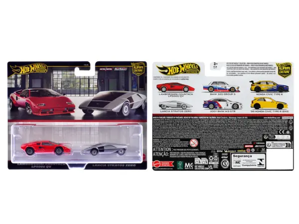 Lamborghini Countach LP5000 QV Red and Lancia Stratos Zero Gray Metallic "Car Culture" Set of 2 Cars Diecast Model Cars by Hot Wheels #3