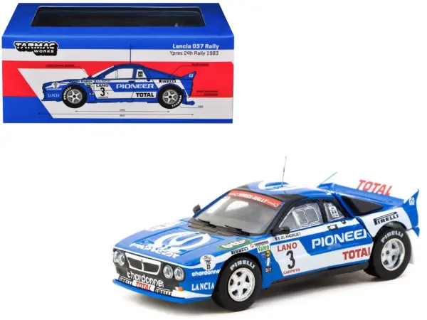 Lancia 037 Rally #3 Jean-Claude Andruet - Francoise Sappey 2nd Place "Ypres 24 Hours Rally" (1983) "Hobby64+" Series 1/64 Diecast Model Car by Tarmac Works #1