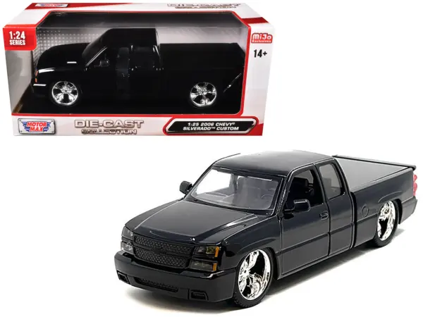 2006 Chevrolet Silverado Custom Pickup Truck Black "Die-Cast Collection" Series 1/25 Diecast Model Car by Motormax #1