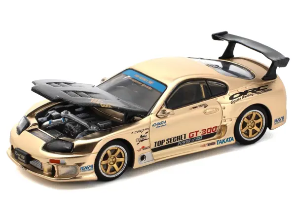 Toyota Supra "Top Secret" GT300 RHD (Right Hand Drive) Gold Metallic with Carbon Hood 1/64 Diecast Model Car by Pop Race #2