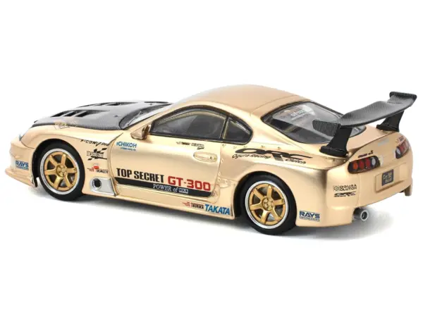 Toyota Supra "Top Secret" GT300 RHD (Right Hand Drive) Gold Metallic with Carbon Hood 1/64 Diecast Model Car by Pop Race #4