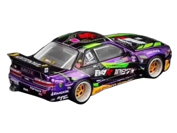 Nissan S13 1087X Pandem RHD (Right Hand Drive) "EVA RT Test Type-01" Purple Metallic with Graphics "APA XPO 2025 Exclusive" 1/64 Diecast Model Car by Pop Race #3