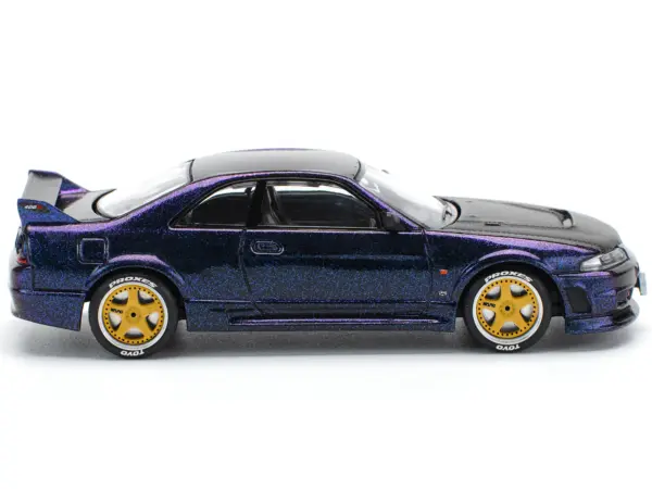 Skyline GT-R (R33) RHD (Right Hand Drive) Midnight Purple Metallic with Carbon Hood 1/64 Diecast Model Car by Pop Race #3