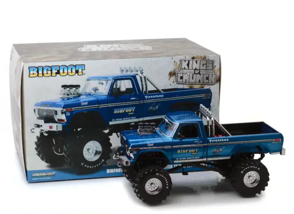 1974 Ford F-250 Bigfoot #1 The Original Monster Truck Blue with 48-Inch Tires "Kings of Crunch" 1/18 Diecast Model Car by Greenlight #4