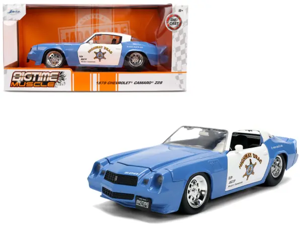 1979 Chevrolet Camaro Z28 Police "Highway Drag" Blue and White "Bigtime Muscle" Series 1/24 Diecast Model Car by Jada #1