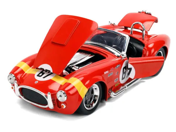 1965 Shelby Cobra 427 S/C #67 Red with Yellow Stripe "Bigtime Muscle" Series 1/24 Diecast Model Car by Jada #2