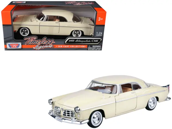 1955 Chrysler C300 Cream "Timeless Legends" Series 1/24 Diecast Model Car by Motormax #1