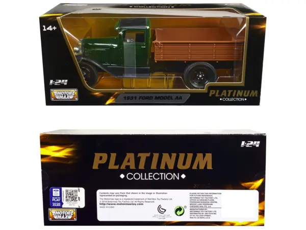 1931 Ford Model AA Pickup Truck Dark Green and Black "Platinum Collection" Series 1/24 Diecast Model Car by Motormax #3