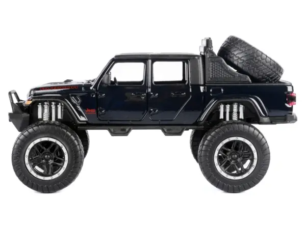 2021 Jeep Gladiator Rubicon Off-Road Pickup Truck Black with Matt Black Top "Off Road" Series 1/27 Diecast Model Car by Motormax #2