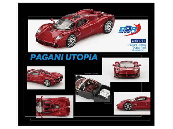 Pagani Utopia Dubai Red 1/64 Diecast Model Car by BBR #3