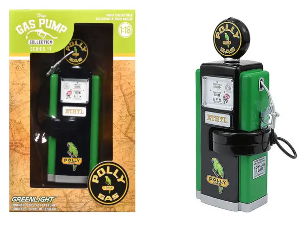 1948 Wayne 100-A Gas Pump "Polly Gas" Black and Green "Vintage Gas Pumps" Series 17 1/18 Diecast Replica by Greenlight #1