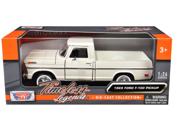 1969 Ford F-100 Pickup Truck Cream "Timeless Legends" Series 1/24 Diecast Model Car by Motormax #1