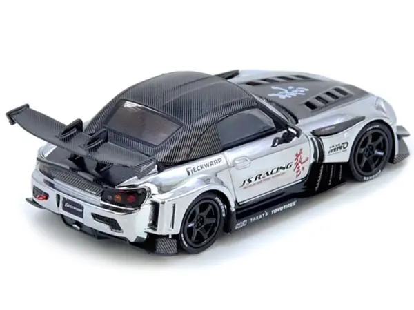Honda S2000 RHD (Right Hand Drive) "J's Racing" Chrome Silver with Carbon Hood and Top with Graphics "Tokyo Auto Salon Hong Kong 2025 Event Edition" 1/64 Diecast Model Car by Inno Models #3