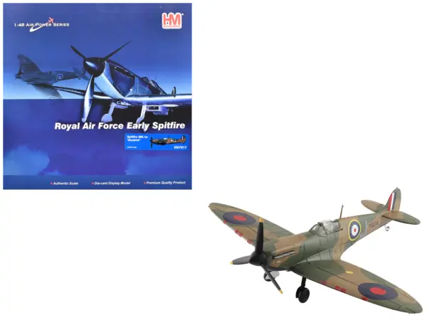 Supermarine Spitfire Mk.1a Fighter Aircraft "J/P9374 Dunkirk" British Royal Air Force "Air Power Series" 1/48 Diecast Model by Hobby Master #1
