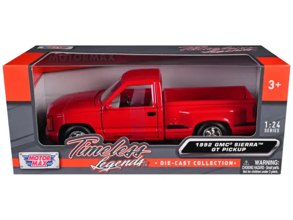 1992 GMC Sierra GT Red Pickup Truck 1/24 Diecast Model by Motormax #3