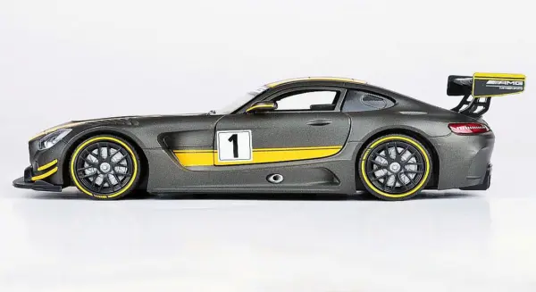 Mercedes AMG GT3 #1 Matt Gray with Yellow Stripes "GT Racing" 1/24 Diecast Model Car by Motormax #3