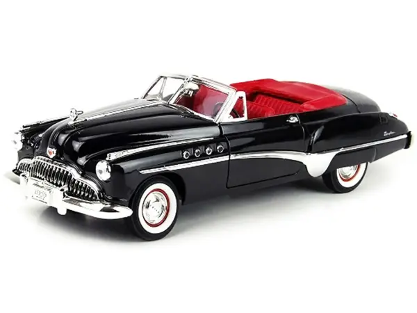 1949 Buick Roadmaster Black with Red Interior 1/18 Diecast Model Car by Motormax #2