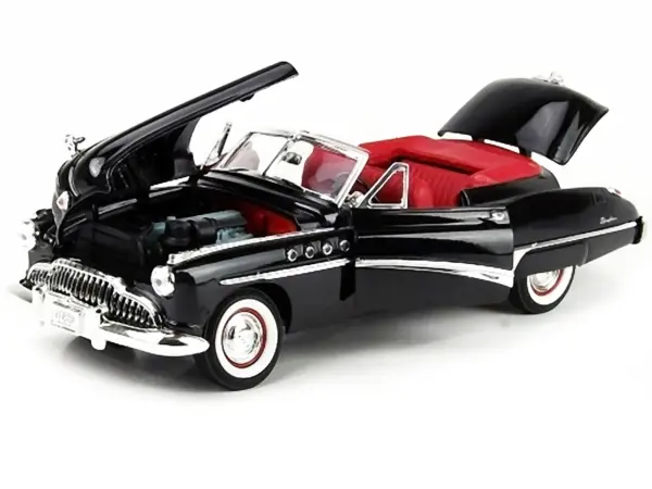 1949 Buick Roadmaster Black with Red Interior 1/18 Diecast Model Car by Motormax #3