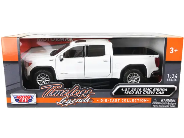 2019 GMC Sierra 1500 SLT Crew Cab 4x4 Pickup Truck with Sunroof White "Timeless Legends" Series 1/24-1/27 Diecast Model Car by Motormax #1