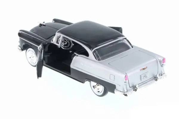 1955 Chevrolet Bel Air Black and Silver 1/24 Diecast Model Car by Motormax #2