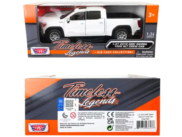 2019 GMC Sierra 1500 SLT Crew Cab 4x4 Pickup Truck with Sunroof White "Timeless Legends" Series 1/24-1/27 Diecast Model Car by Motormax #3