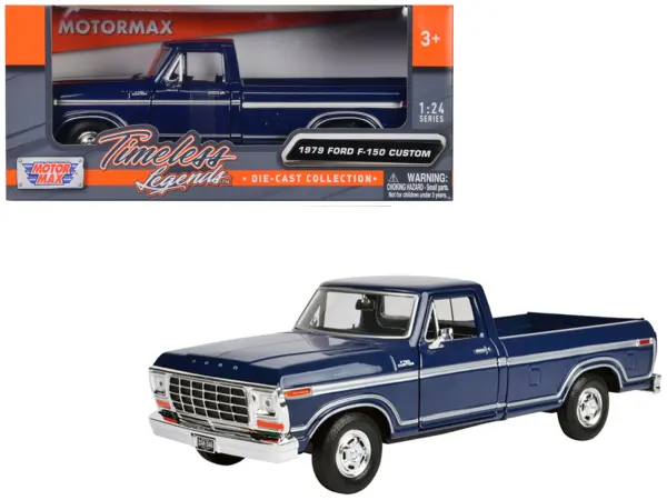 1979 Ford F-150 Pickup Truck Dark Blue 1/24 Diecast Model Car by Motormax #1