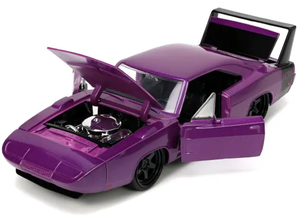 1969 Dodge Charger Daytona Purple Metallic with Black Tail Stripe "Bigtime Muscle" Series 1/24 Diecast Model Car by Jada #2